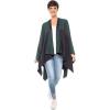 Women’s Shawl Wrap Poncho Ruana Cape Cardigan Sweater Open Front for Travel Flight Cruises(Spanish Design – 2 Green Navy)
