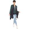 Women’s Shawl Wrap Poncho Ruana Cape Cardigan Sweater Open Front for Travel Flight Cruises(Spanish Design – 2 Green Navy)