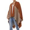 Women’s Shawl Wrap Poncho Ruana Cape Cardigan Sweater Open Front for Travel Flight Cruises(Spanish Design – 2 Orange Beige)