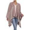Women’s Shawl Wrap Poncho Ruana Cape Cardigan Sweater Open Front for Travel Flight Cruises(Spanish Design – 2 Pink Beige)
