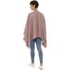 Women’s Shawl Wrap Poncho Ruana Cape Cardigan Sweater Open Front for Travel Flight Cruises(Spanish Design – 2 Pink Beige)
