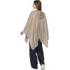 Women’s Shawl Wrap Poncho Ruana Cape Cardigan Sweater Open Front for Travel Flight Cruises(Tarifa Collection – Hooded Poncho – Khaki)