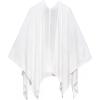 Women’s Shawl Wrap Poncho Ruana Cape Cardigan Sweater Open Front for Travel Flight Cruises(Tarifa Collection – Open Front Poncho – White)