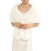 Fur Collar Scarf for Women Faux Fur Scarves Neck Shrug for Fall Winter Coat Dress(Palencia Collection 2 – White)