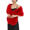 Fur Collar Scarf for Women Faux Fur Scarves Neck Shrug for Fall Winter Coat Dress(Palencia Collection 5 – Red)