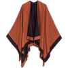 Women’s Shawl Wrap Poncho Ruana Cape Cardigan Sweater Open Front for Fall Winter(Border Design – Black and Caramel)