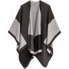 Women’s Shawl Wrap Poncho Ruana Cape Cardigan Sweater Open Front for Fall Winter(Geometric Design – Double Gray)