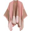 Women’s Shawl Wrap Poncho Ruana Cape Cardigan Sweater Open Front for Fall Winter(Geometric Design – Pink and Beige)