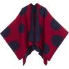 Women’s Shawl Wrap Poncho Ruana Cape Cardigan Sweater Open Front for Fall Winter(Spanish Design – 3 Polka Dots Red Navy)