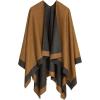 Women’s Shawl Wrap Poncho Ruana Cape Cardigan Sweater Open Front for Travel Flight Cruises(Border Design – Dark Gray Spice)
