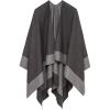 Women’s Shawl Wrap Poncho Ruana Cape Cardigan Sweater Open Front for Travel Flight Cruises(Border With Stud – Double Gray)