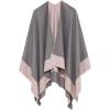 Women’s Shawl Wrap Poncho Ruana Cape Cardigan Sweater Open Front for Travel Flight Cruises(Border With Stud – Pink Gray)