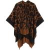 Women’s Shawl Wrap Poncho Ruana Cape Cardigan Sweater Open Front for Travel Flight Cruises(Leopard Design – Brown Black)