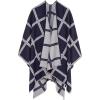Women’s Shawl Wrap Poncho Ruana Cape Cardigan Sweater Open Front for Travel Flight Cruises(Plaid Design – Navy Gray)