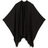 Women’s Shawl Wrap Poncho Ruana Cape Cardigan Sweater Open Front for Travel Flight Cruises(Solid Color Design – Black)