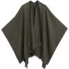 Women’s Shawl Wrap Poncho Ruana Cape Cardigan Sweater Open Front for Travel Flight Cruises(Solid Color Design – Green)