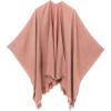 Women’s Shawl Wrap Poncho Ruana Cape Cardigan Sweater Open Front for Travel Flight Cruises(Solid Color Design – Mauve)