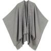 Women’s Shawl Wrap Poncho Ruana Cape Cardigan Sweater Open Front for Travel Flight Cruises(Solid Color With Pearl – Gray)