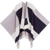Women’s Shawl Wrap Poncho Ruana Cape Cardigan Sweater Open Front for Travel Flight Cruises(Spanish Design – 1 Geometric Navy Gray)