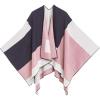 Women’s Shawl Wrap Poncho Ruana Cape Cardigan Sweater Open Front for Travel Flight Cruises(Spanish Design – 1 Geometric Pink Navy)