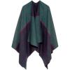 Women’s Shawl Wrap Poncho Ruana Cape Cardigan Sweater Open Front for Travel Flight Cruises(Spanish Design – 2 Green Navy)