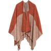 Women’s Shawl Wrap Poncho Ruana Cape Cardigan Sweater Open Front for Travel Flight Cruises(Spanish Design – 2 Orange Beige)