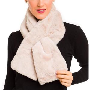 Fur Collar Scarf for Women Faux Fur Scarves Neck Shrug for Fall Winter Coat Dress(Lugo Collection 1 – Beige)