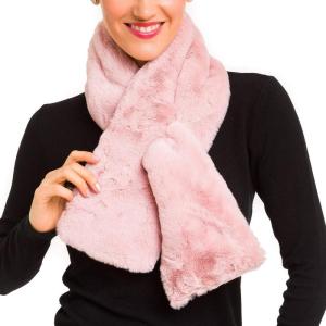 Fur Collar Scarf for Women Faux Fur Scarves Neck Shrug for Fall Winter Coat Dress(Lugo Collection 4 – Pink)