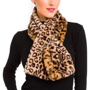 Fur Collar Scarf for Women Faux Fur Scarves Neck Shrug for Fall Winter Coat Dress(Lugo Collection 6 – Leopard)