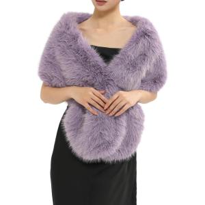 Fur Collar Scarf for Women Faux Fur Scarves Neck Shrug for Fall Winter Coat Dress(Palencia Collection 6 – Purple)