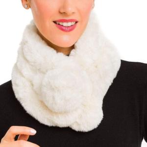 Fur Collar Scarf for Women Faux Fur Scarves Neck Shrug for Spring Fall Winter Coat Dress(Pontevedra Collection 1 – Off White)