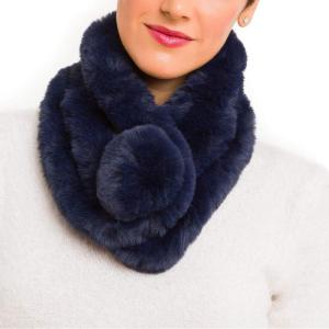 Fur Collar Scarf for Women Faux Fur Scarves Neck Shrug for Spring Fall Winter Coat Dress(Pontevedra Collection 8 – Navy)