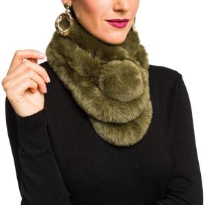 Fur Collar Scarf for Women Faux Fur Scarves Neck Shrug for Spring Fall Winter Coat Dress(Pontevedra Collections 13 – Dark Green)