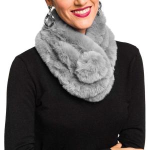 Fur Collar Scarf for Women Faux Fur Scarves Neck Shrug for Spring Fall Winter Coat Dress(Pontevedra Collections 14 – Gray)