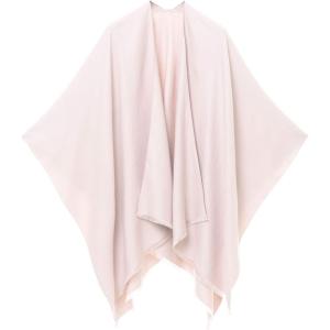 Women’s Shawl Wrap Poncho Ruana Cape Cardigan Sweater Open Front for Travel Flight Cruises(Solid Color Design – Blush)