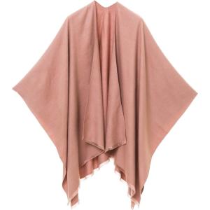 Women’s Shawl Wrap Poncho Ruana Cape Cardigan Sweater Open Front for Travel Flight Cruises(Solid Color Design – Mauve)
