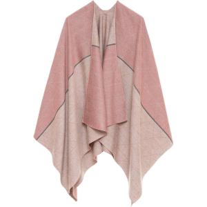 Women’s Shawl Wrap Poncho Ruana Cape Cardigan Sweater Open Front for Travel Flight Cruises(Spanish Design – 2 Pink Beige)