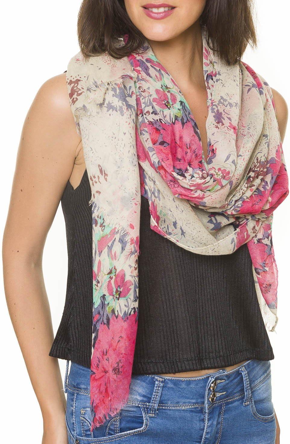 imageMELIFLUOS DESIGNED IN SPAIN Scarf for Women Lightweight Floral Flower Scarves for Summer Fall Shawl WrapBarcelona Collection 1 Red Floral