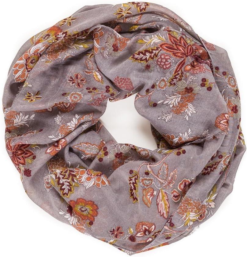 imageMELIFLUOS DESIGNED IN SPAIN Scarf for Women Lightweight Paisley Fashion for Summer Fall Scarves Shawl WrapCordoba Collection 6 Grey Floral