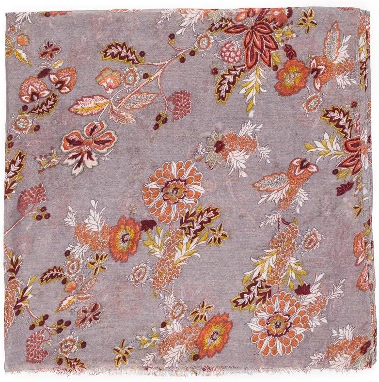 imageMELIFLUOS DESIGNED IN SPAIN Scarf for Women Lightweight Paisley Fashion for Summer Fall Scarves Shawl WrapCordoba Collection 6 Grey Floral