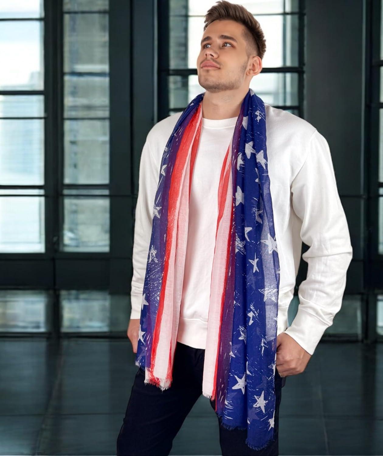 imageMELIFLUOS DESIGNED IN SPAIN USA American Flag Scarf for Women and Men Unisex Lightweight Long Soft Scarves for Summer FallUsa Design Collection Especial Edition 4