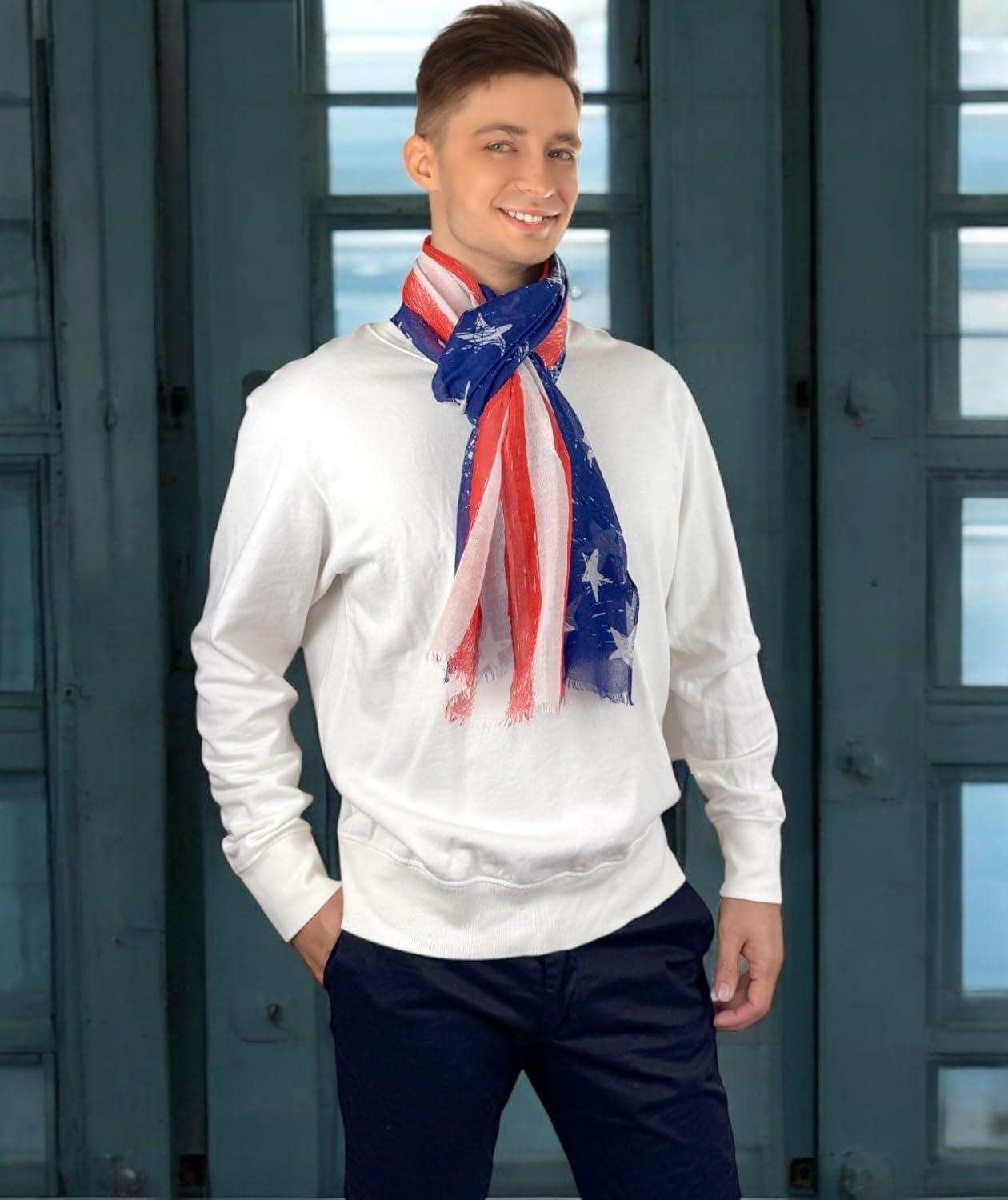 imageMELIFLUOS DESIGNED IN SPAIN USA American Flag Scarf for Women and Men Unisex Lightweight Long Soft Scarves for Summer FallUsa Design Collection Especial Edition 4