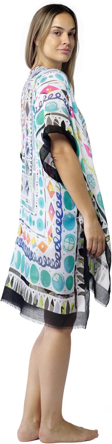 imageMELIFLUOS DESIGNED IN SPAIN Womens Beach Cover Up Swimsuit Kimono Pareo Sarong Beach Wear Dress for SummerMarbella Collection 2 Geometric Design Black White