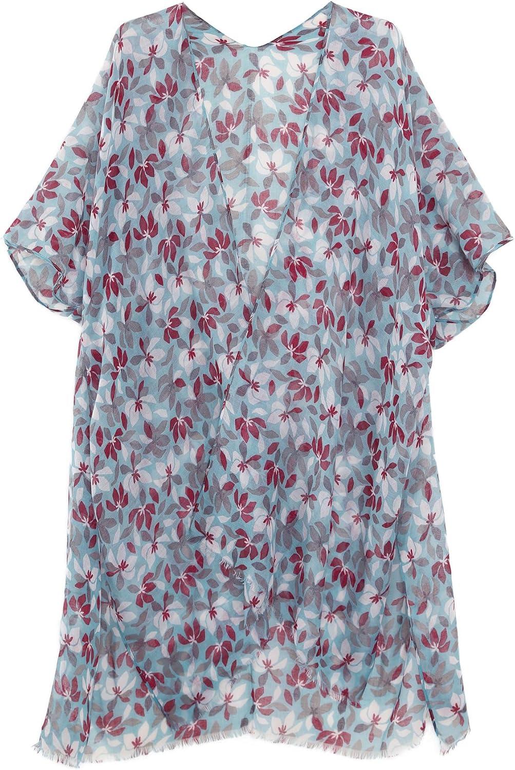 imageMELIFLUOS DESIGNED IN SPAIN Womens Beach Cover Up Swimsuit Kimono Pareo Sarong Beach Wear Dress for SummerMarbella Collection 2 Teal Floral Pattern