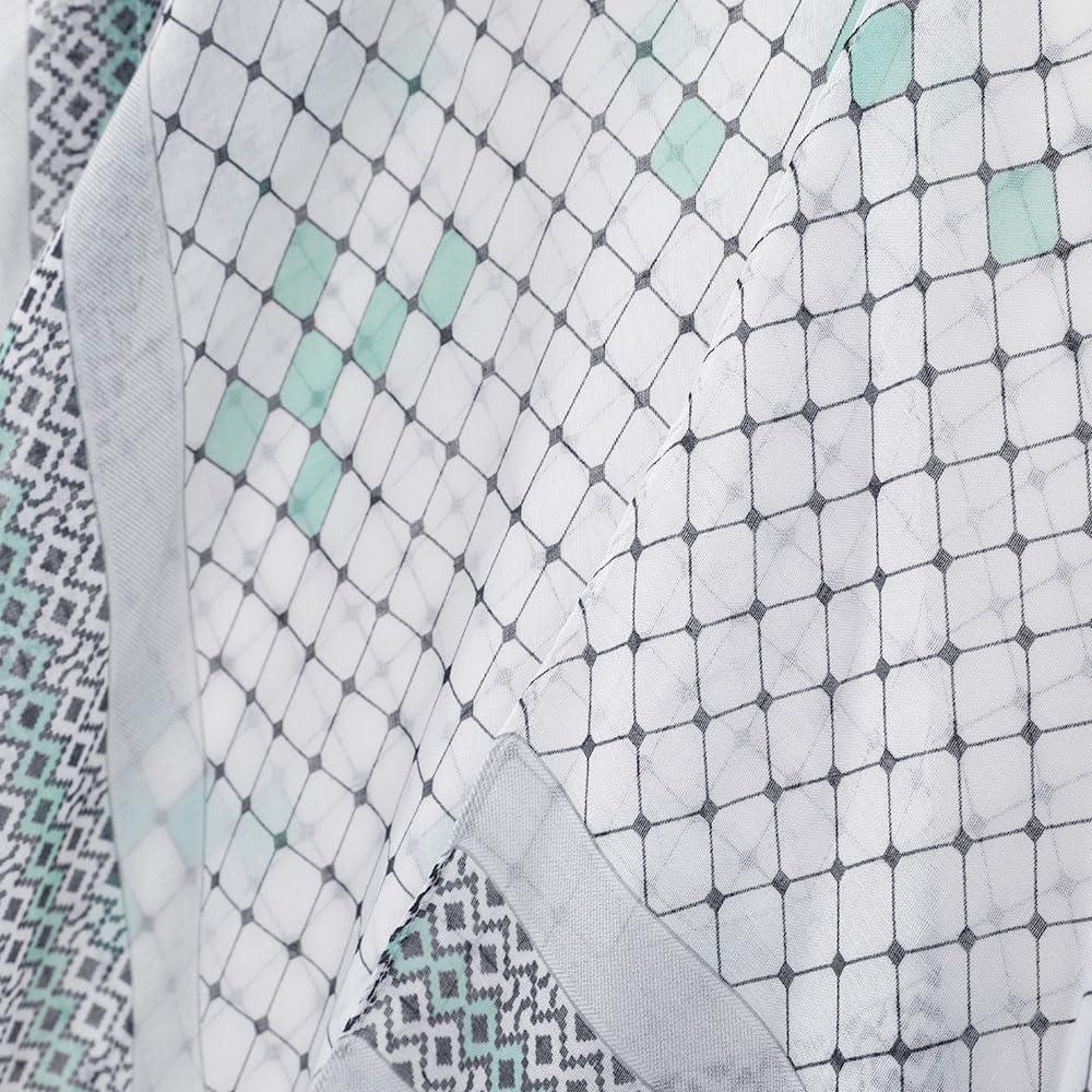 imageMELIFLUOS DESIGNED IN SPAIN Womens Beach Cover Up Swimsuit Kimono Pareo Sarong Beach Wear Dress for SummerMarbella Collection 2 White and Gray Geometric