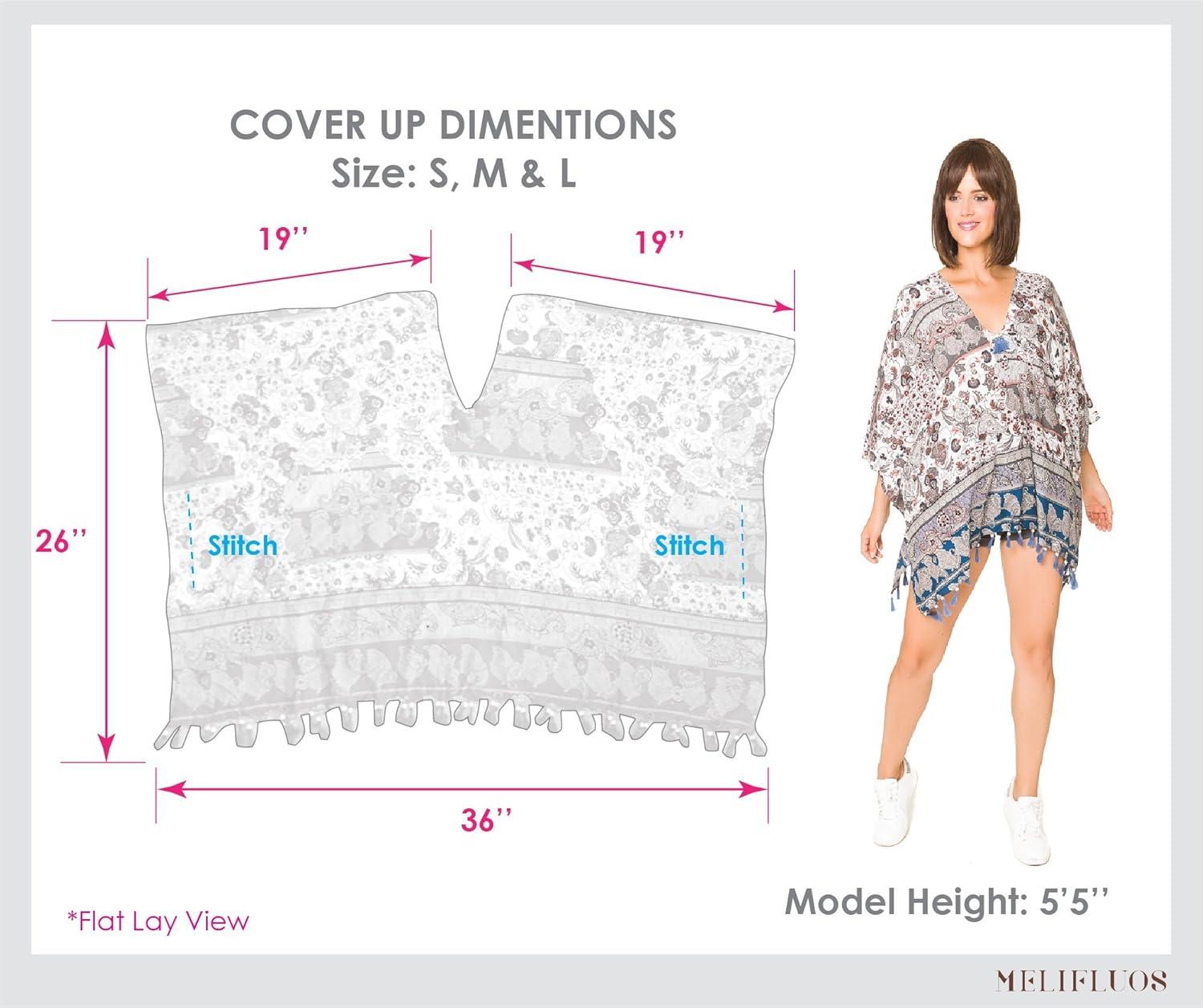 imageMELIFLUOS DESIGNED IN SPAIN Womens Beach Cover Up Swimsuit Kimono Pareo Sarong Beach Wear Dress for SummerMarbella Collections 21 Blue Paisley