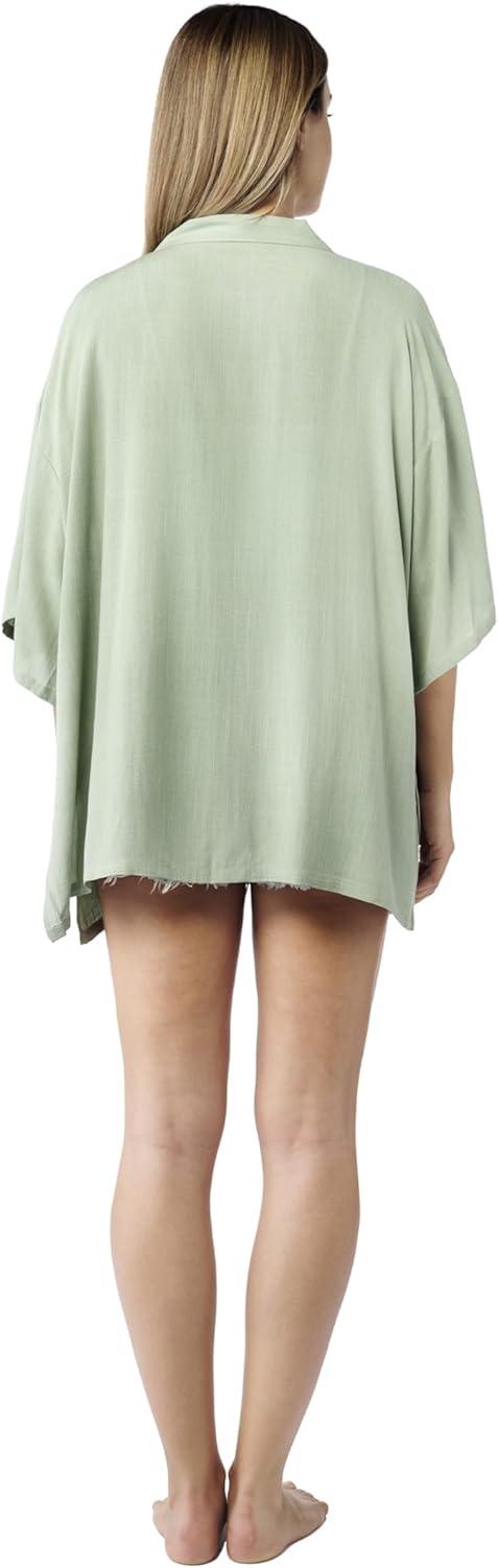 imageMELIFLUOS DESIGNED IN SPAIN Womens Beach Cover Up Swimsuit Kimono Pareo Sarong Beach Wear Dress for SummerRetiro Collection 1 Solid Color Green