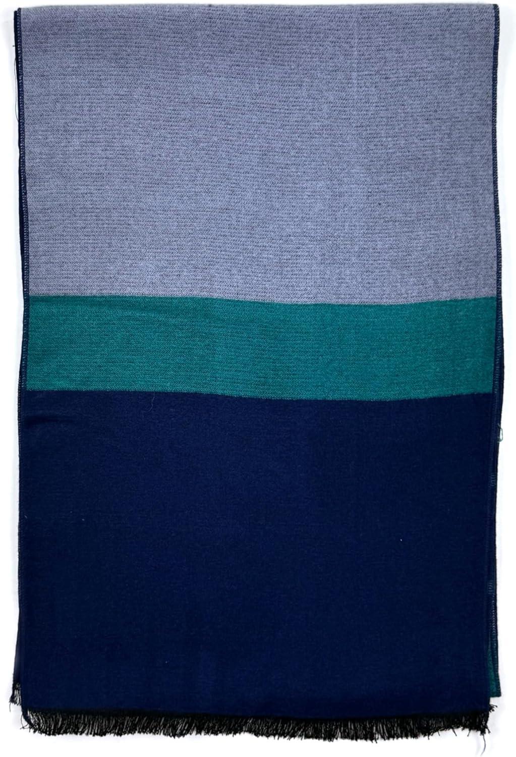 imageScarf for Men Reversible Elegant Classic Cashmere Feel Scarves for Fall WinterSan Sebastian Collections 01 Gray Blue and Teal