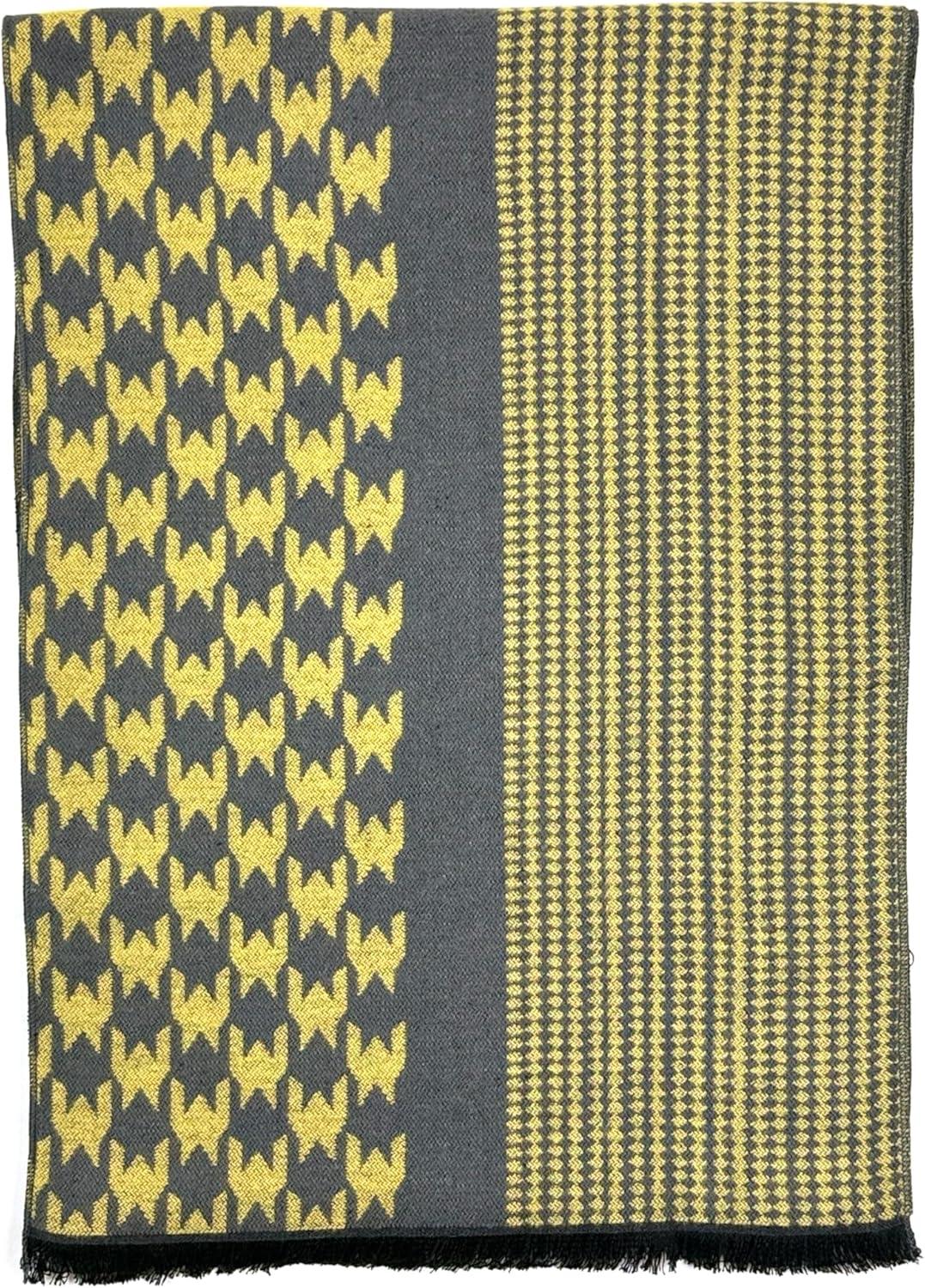 imageScarf for Men Reversible Elegant Classic Cashmere Feel Scarves for Fall WinterSan Sebastian Collections 07 Gray and Yellow Geometric Design