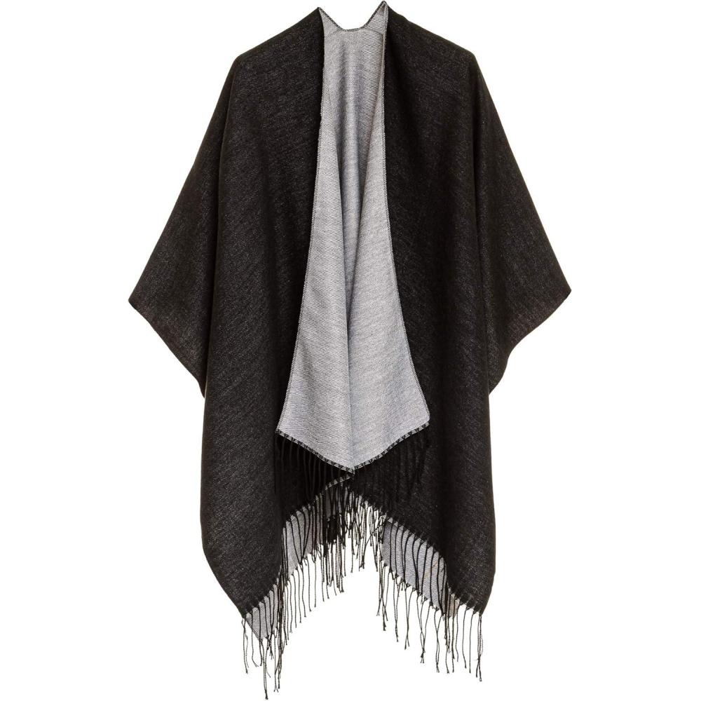 imageCardigan Poncho Cape Women Elegant Cardigan Shawl Wrap Sweater Coat for Fall WinterSolid Design  Gray